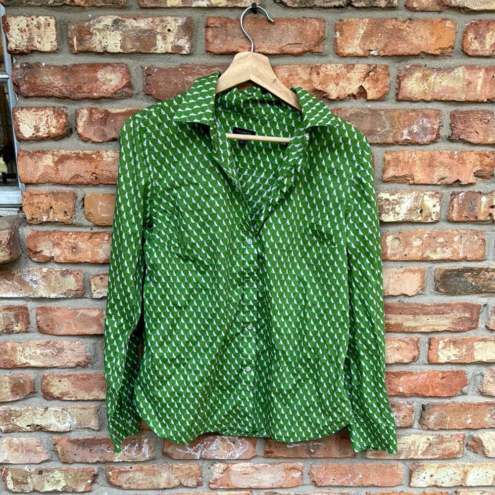 Green Patterned talbots blouse